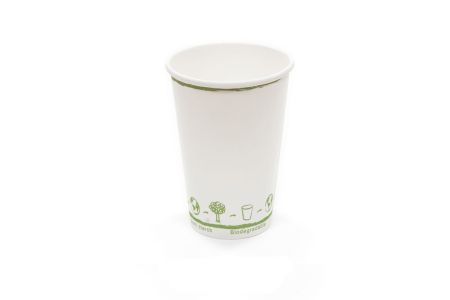 16oz Compostable Single Wall Paper Cup Generic White