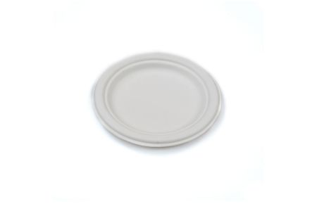 Compostable Round Bagasse Plate 7 Inch White