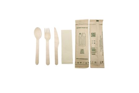 Wooden Cutlery Set 4 in 1 FO/KN/SP/NA