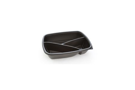 3 Compartment Small Microwaveable Tray Black