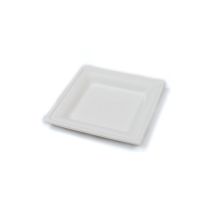 Compostable Square Bagasse Plate 15x15cm White